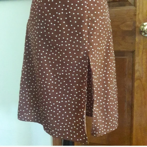 Romantic Vintage French Inspired Polkadot Wrap Dress Chocolate Brown 40s Size XS - Picture 7 of 11